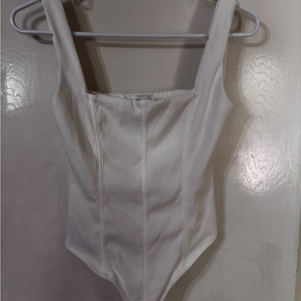 Princess Polly Ivory Ribbed Knit Bodysuit